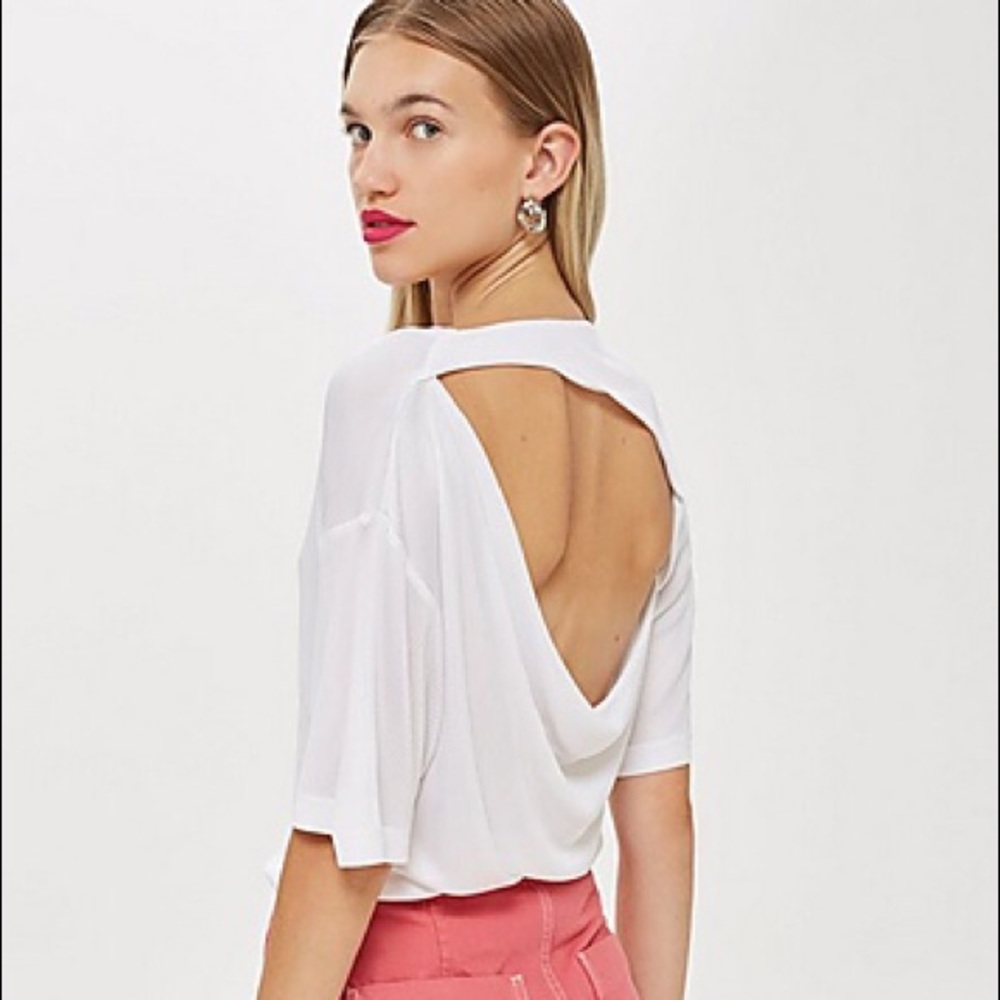 TOPSHOP BOUTIQUE BRAND NEW SLASH BACK WHITE TEE